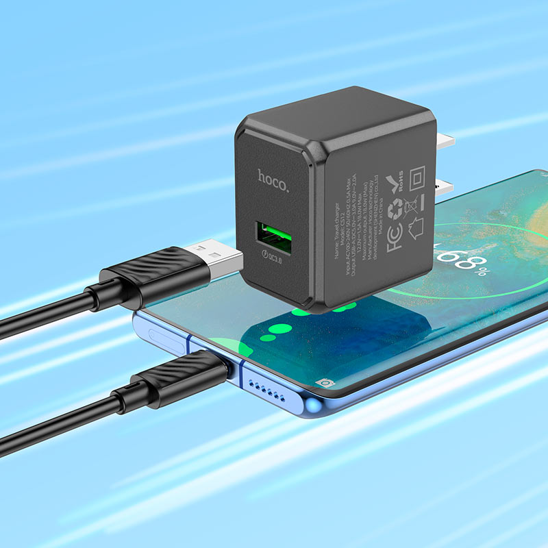 Wall charger “CS12 Ocean” QC3.0 US cable set