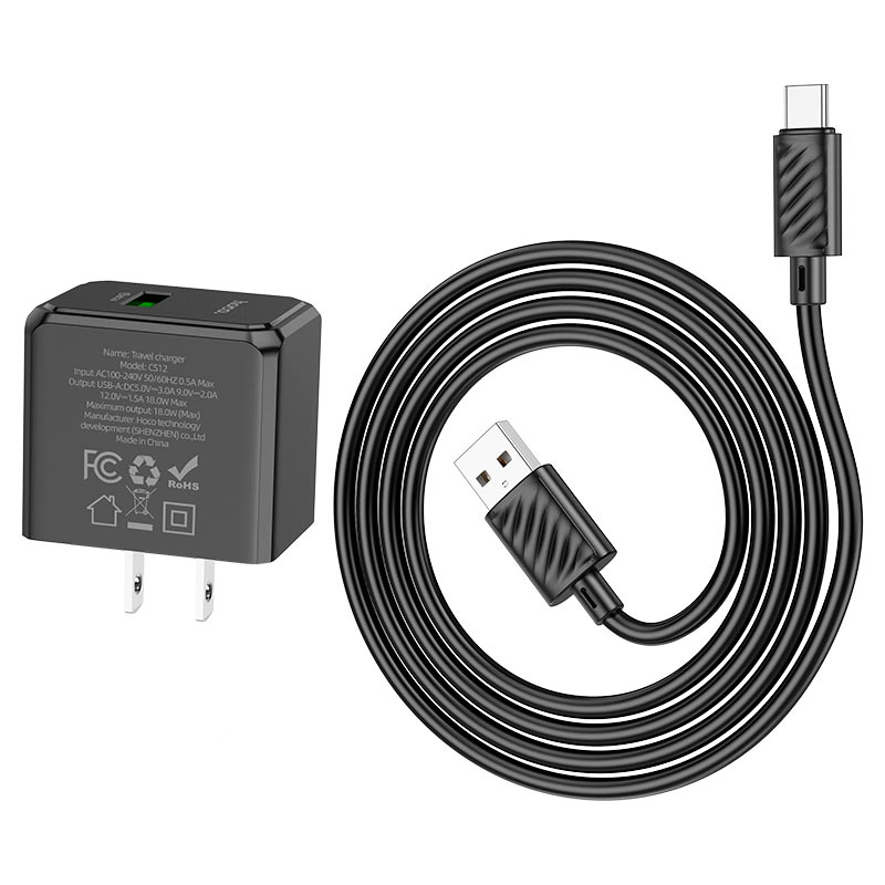Wall charger “CS12 Ocean” QC3.0 US cable set