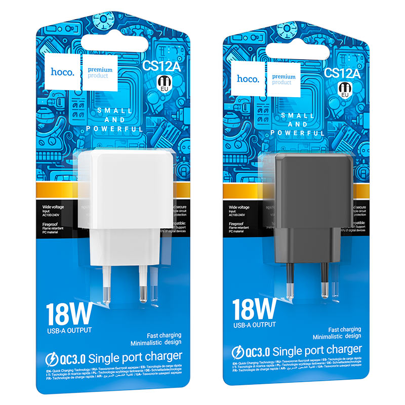 Wall charger “CS12A Ocean” QC3.0 EU cable set