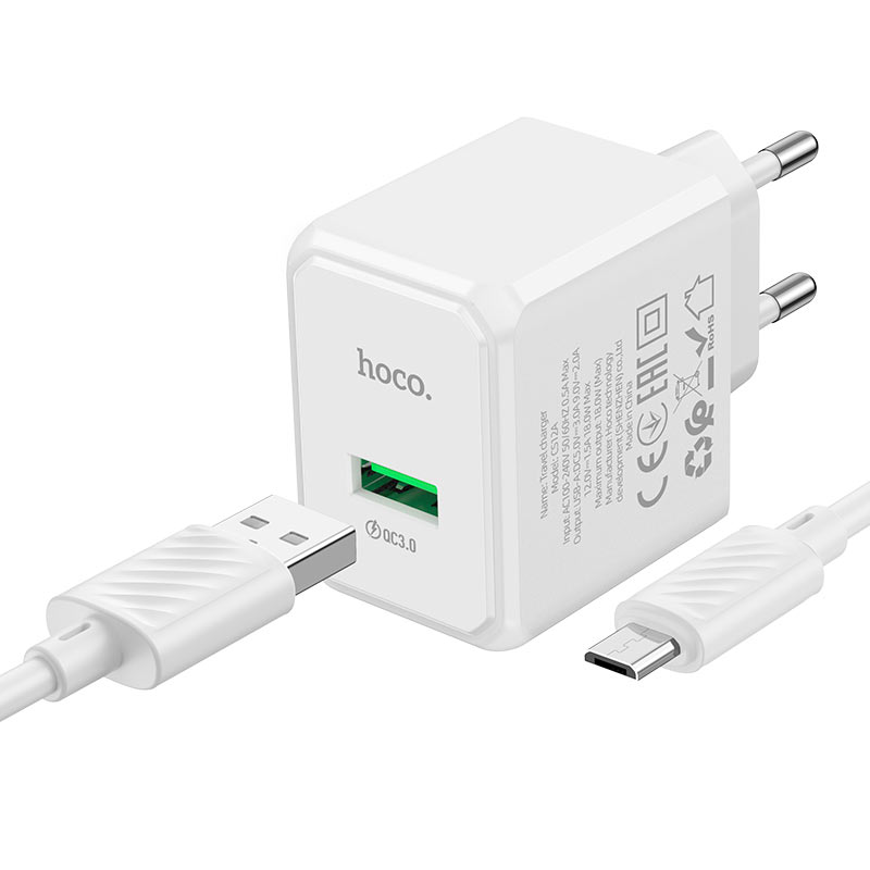 Wall charger “CS12A Ocean” QC3.0 EU cable set