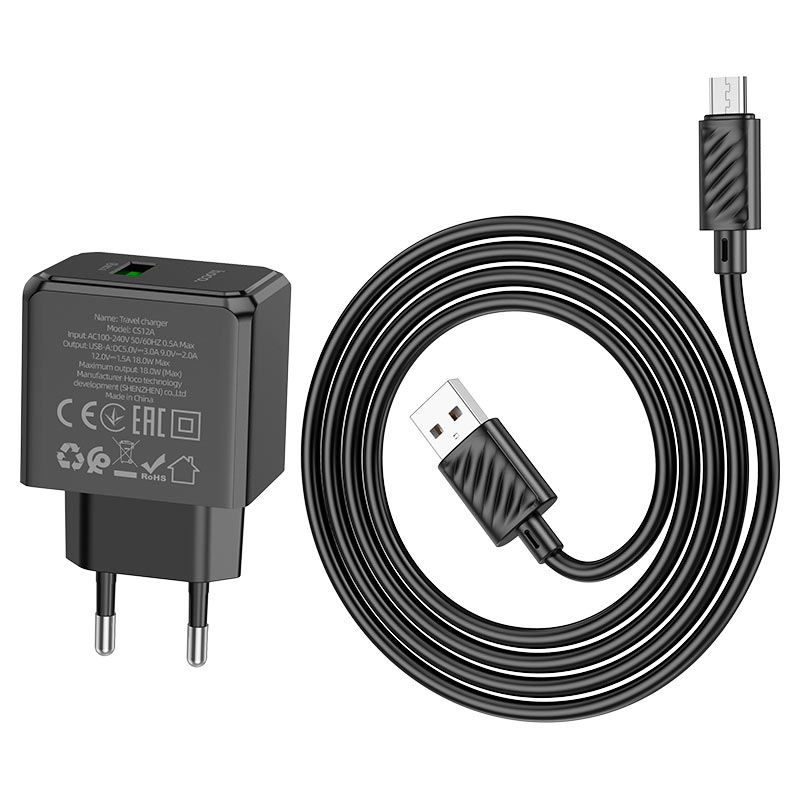Wall charger “CS12A Ocean” QC3.0 EU cable set