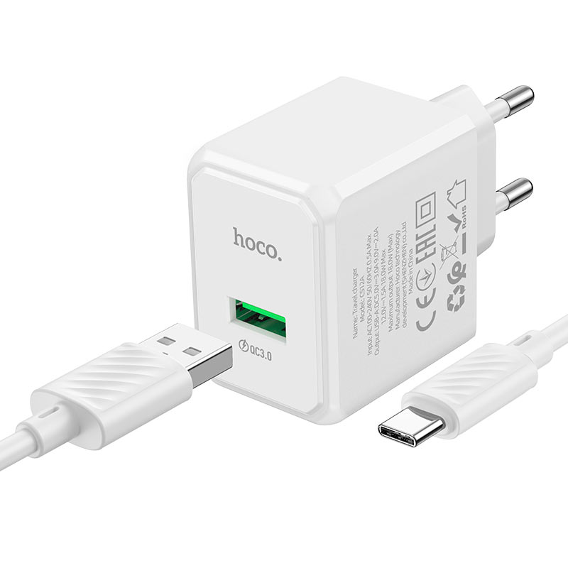 Wall charger “CS12A Ocean” QC3.0 EU cable set