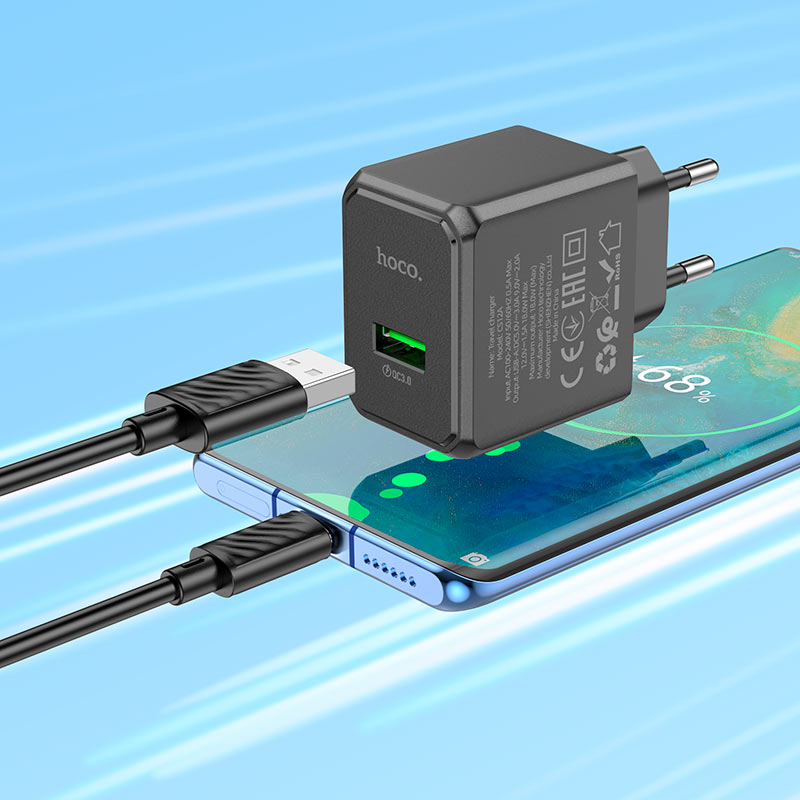 Wall charger “CS12A Ocean” QC3.0 EU cable set