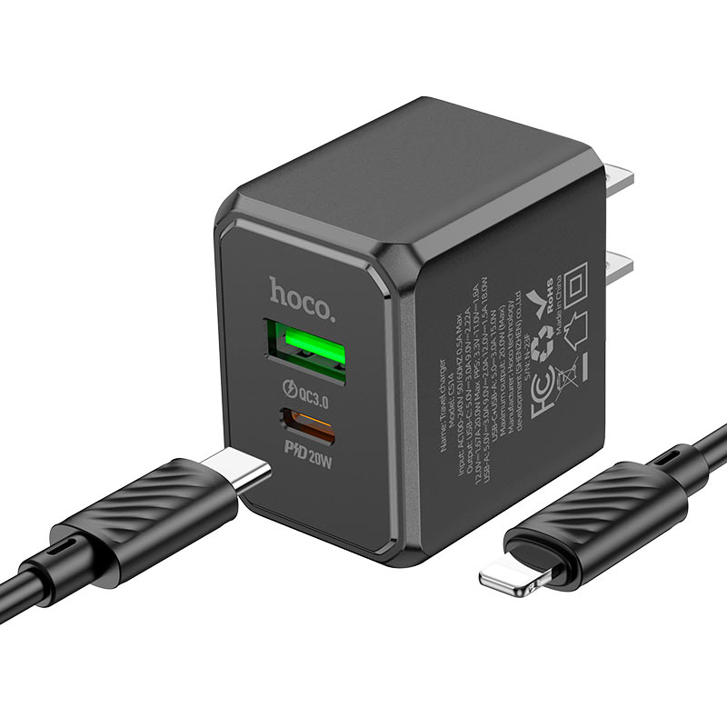 Wall charger “CS14 Ocean” PD20W + QC3.0 US cable set