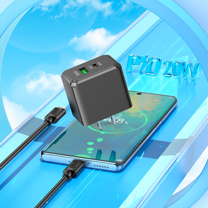 Wall charger “CS14 Ocean” PD20W + QC3.0 US cable set