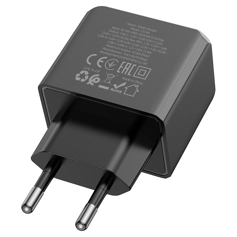 Wall charger “CS14A Ocean” PD20W + QC3.0 EU cable set