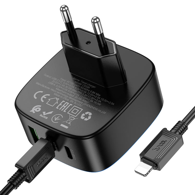Wall charger “CS33A Amanecer” PD30W + QC3.0 EU cable set