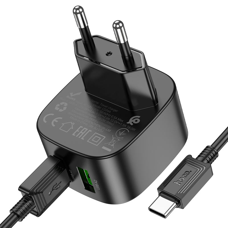 Wall charger “CS34A Rayo” QC3.0 EU cable set