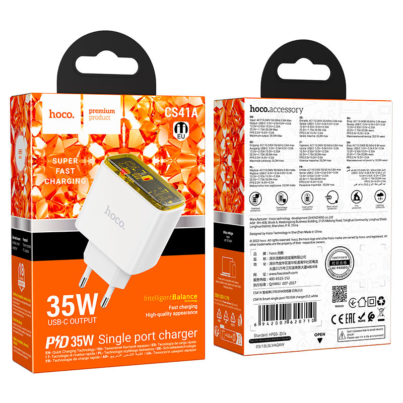 Wall charger “CS41A Smart” PD35W EU cable set
