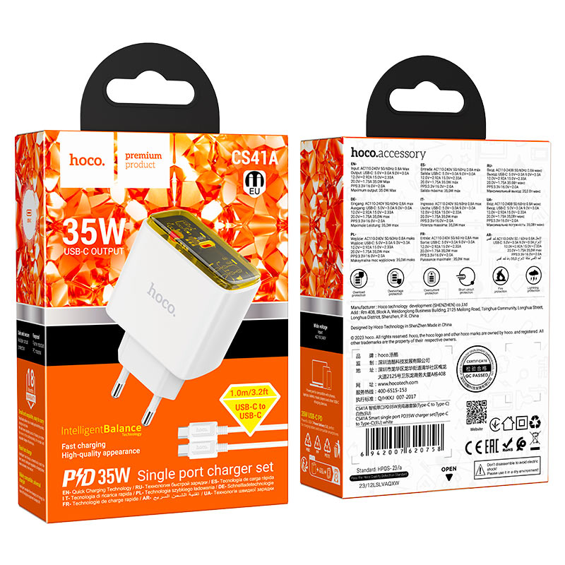 Wall charger “CS41A Smart” PD35W EU cable set