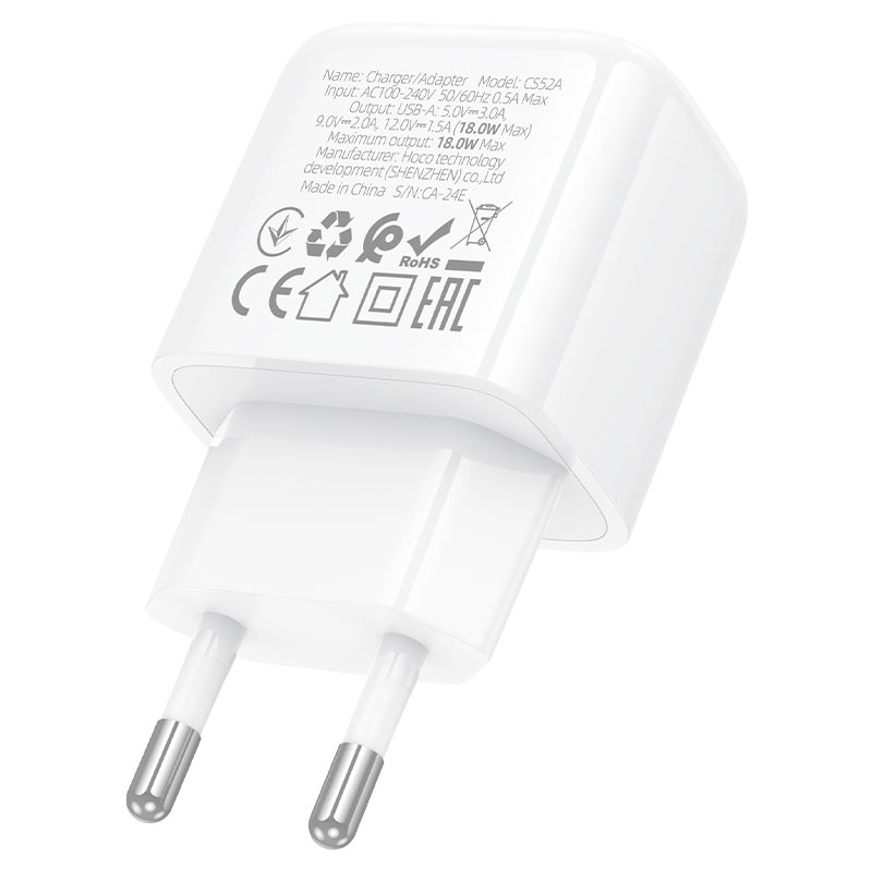Wall charger “CS52A Surplus” QC3.0 EU cable set
