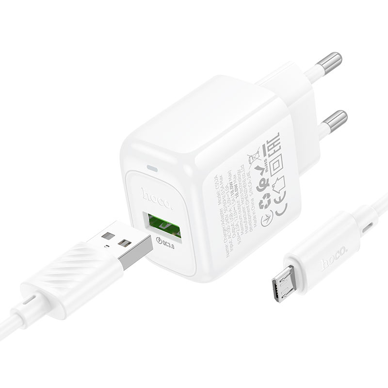 Wall charger “CS52A Surplus” QC3.0 EU cable set