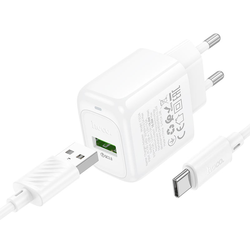 Wall charger “CS52A Surplus” QC3.0 EU cable set