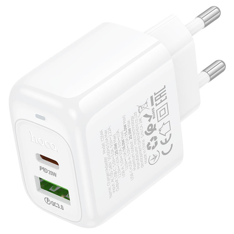 Wall charger “CS54A Surplus” PD20W + QC3.0 EU cable set