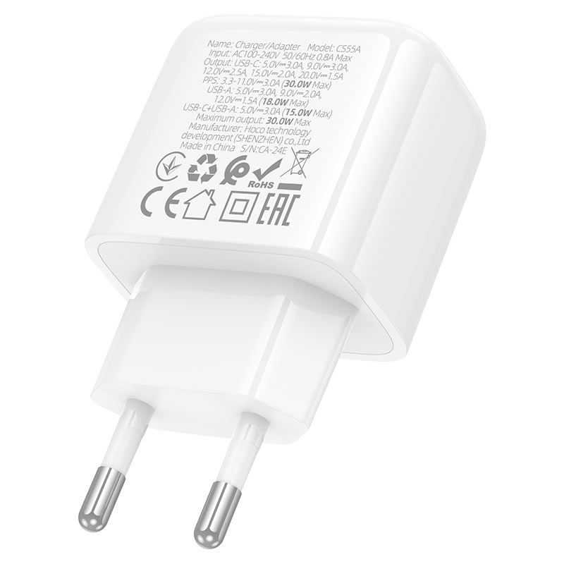 Wall charger “CS55A Surplus” PD30W + QC3.0 EU cable set