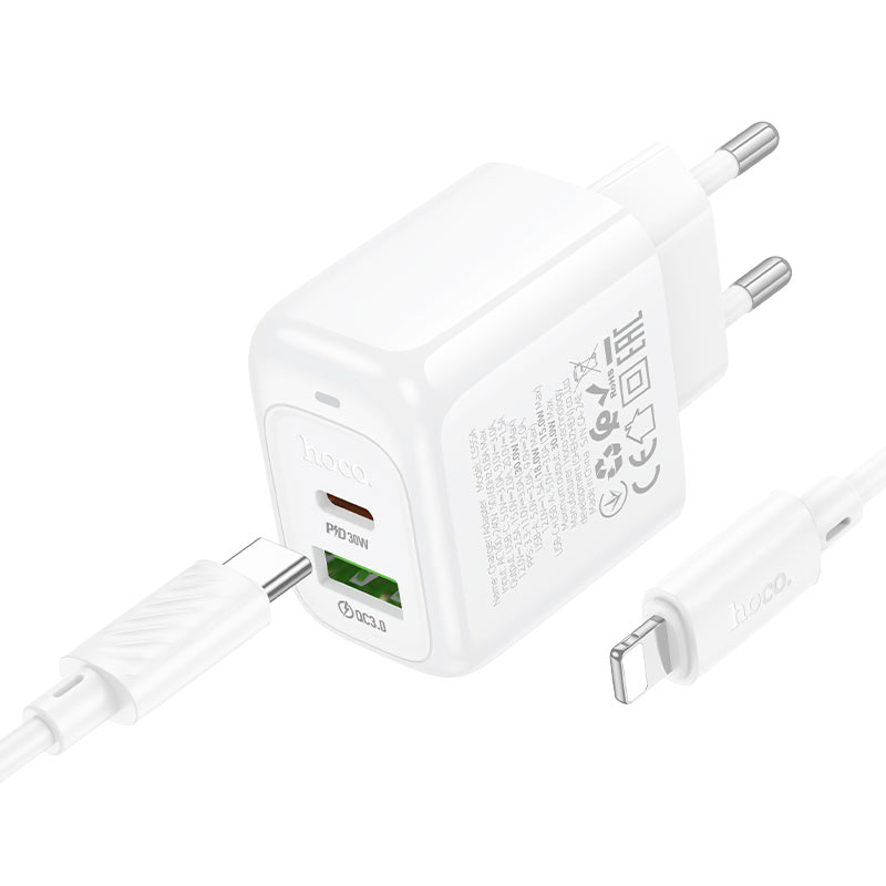 Wall charger “CS55A Surplus” PD30W + QC3.0 EU cable set