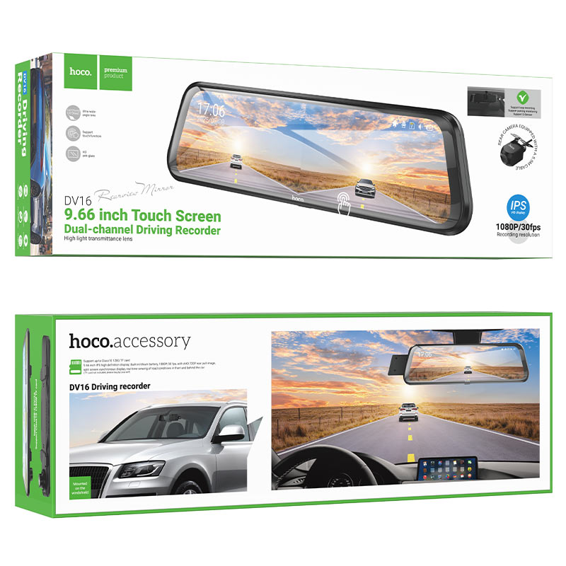 Dash cam “DV16” mirror dual channel driving recorder