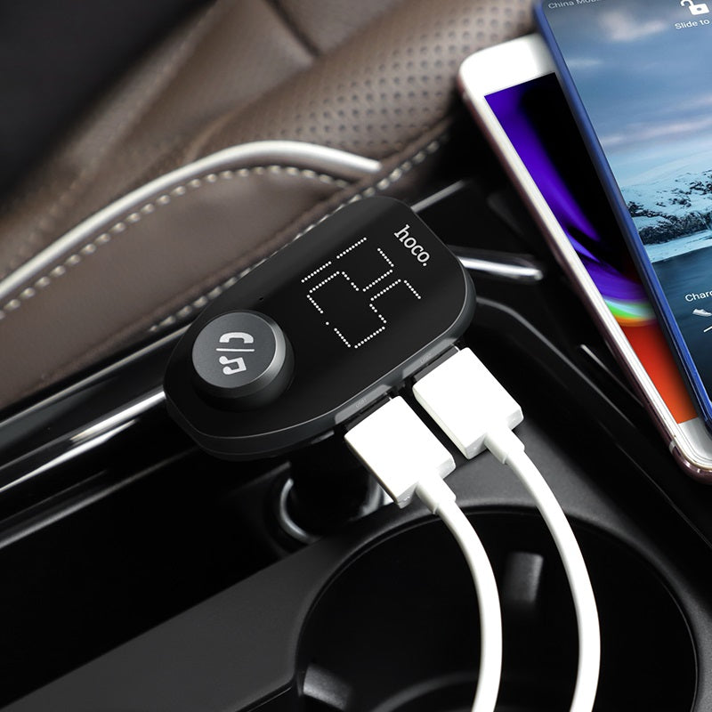 Car charger “E45 Happy route” with wireless FM transmitter