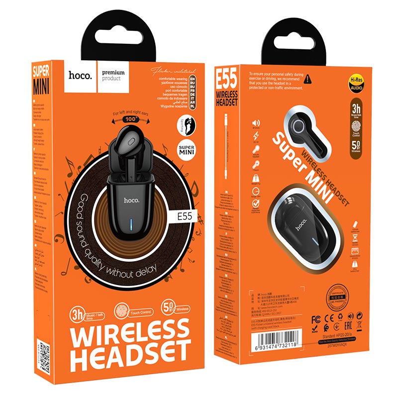 Wireless headset “E55 Flicker” with charging case