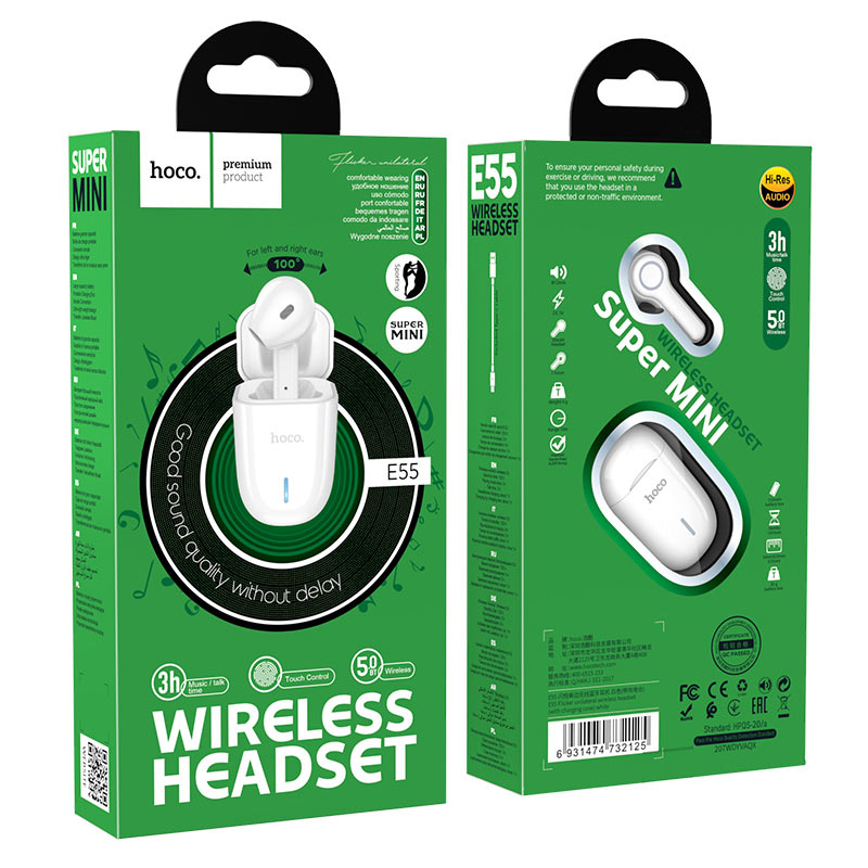 Wireless headset “E55 Flicker” with charging case