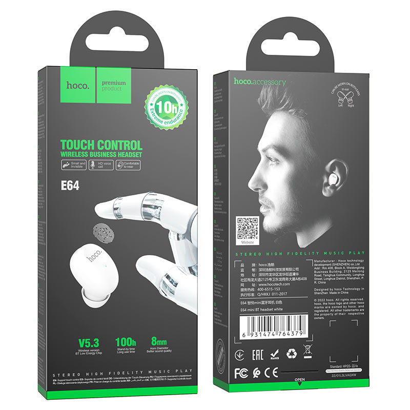 Wireless headset “E64” earphone with mic