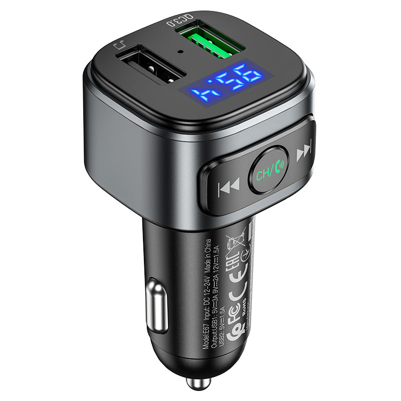 Car charger “E67 Fighter” QC3.0 with wireless FM transmitter