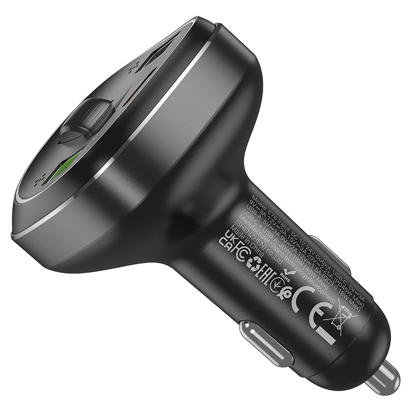 Car charger “E76 Pole” PD45W QC3.0 with wireless FM transmitter