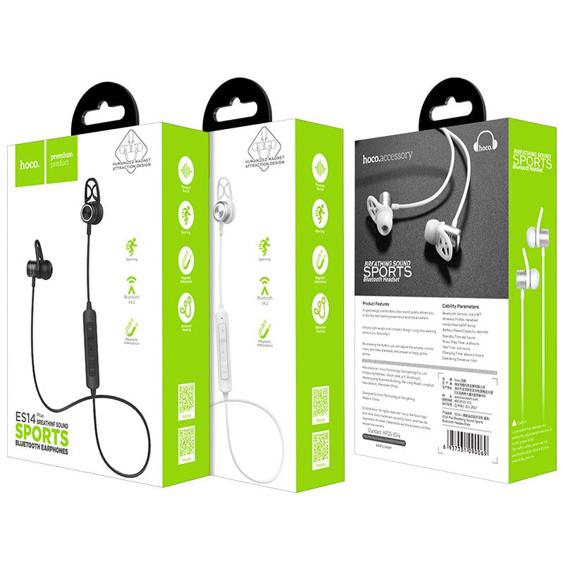 Wireless earphones “ES14 Breathing sound” magnetic sport headset with mic