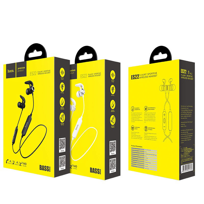 Wireless headset “ES22 Flaunt” sportive earphones with mic