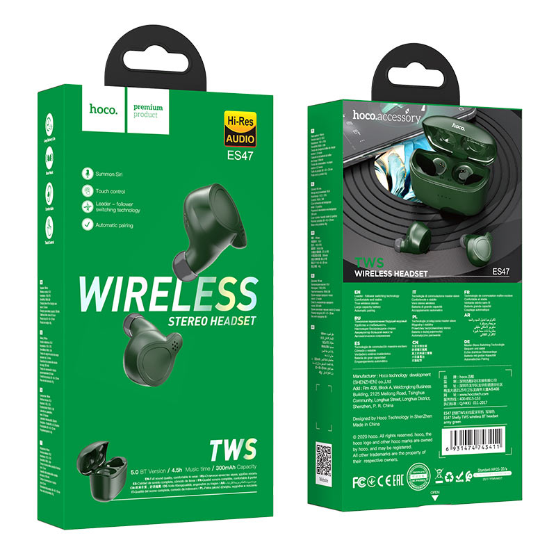 Wireless headset “ES47 Shelly” TWS with charging case