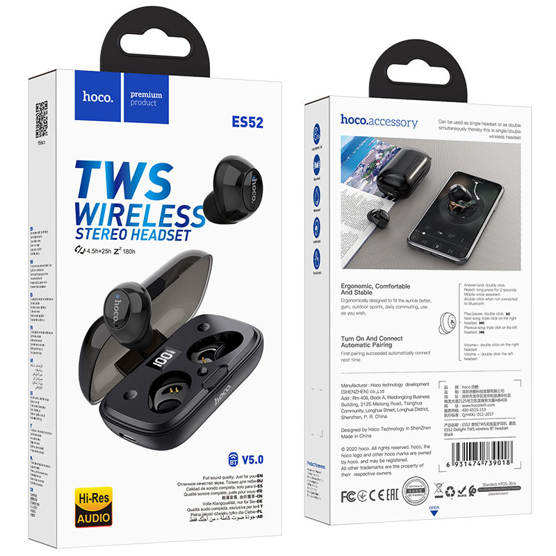 Wireless headset “ES52 Delight” TWS with charging case