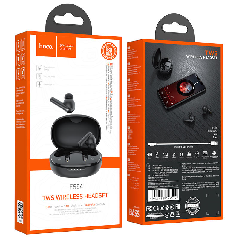 Wireless headset “ES54 Gorgeous” TWS with charging case