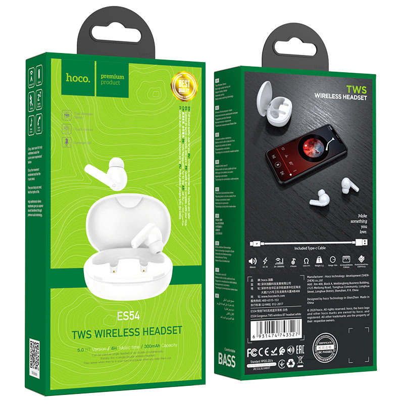 Wireless headset “ES54 Gorgeous” TWS with charging case