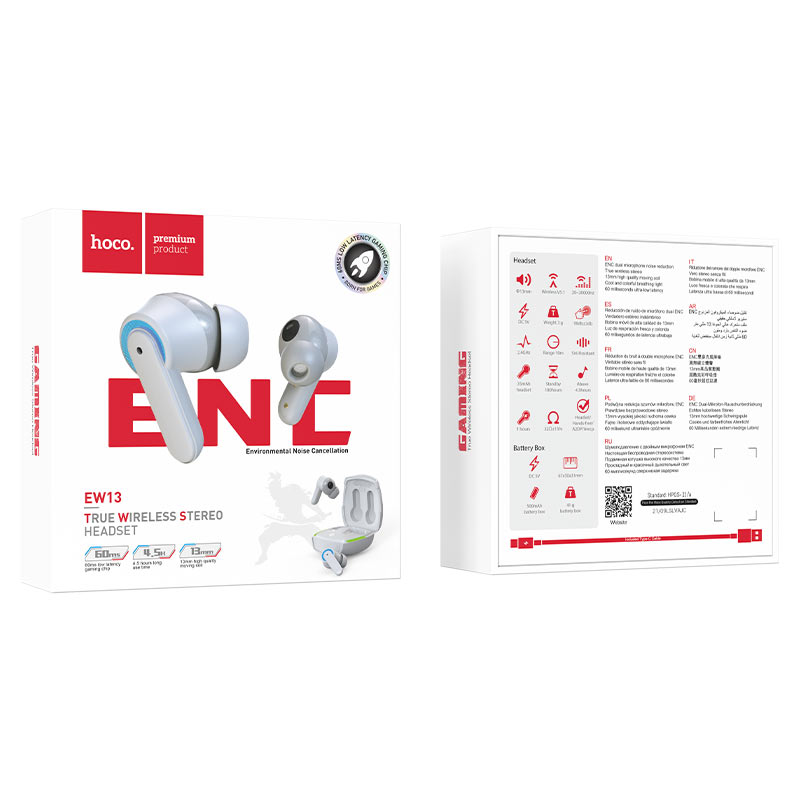 Wireless headset “EW13 Magic flow” ENC TWS with charging case