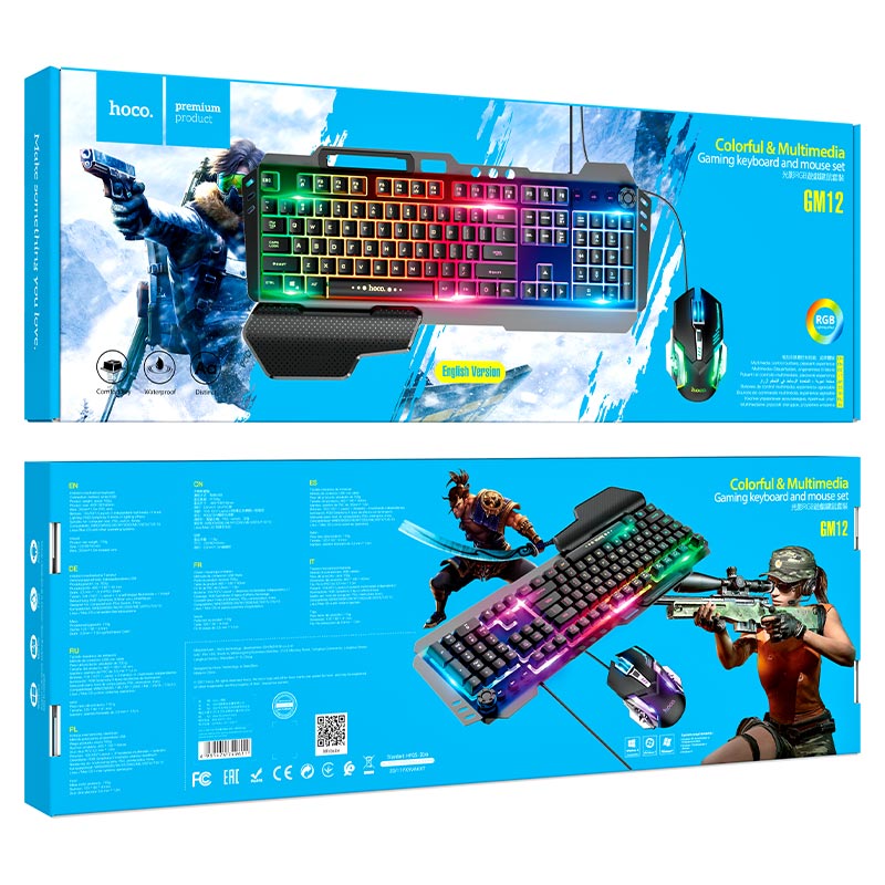 Keyboard + mouse set “GM12 Light and shadow” RGB EN / RU