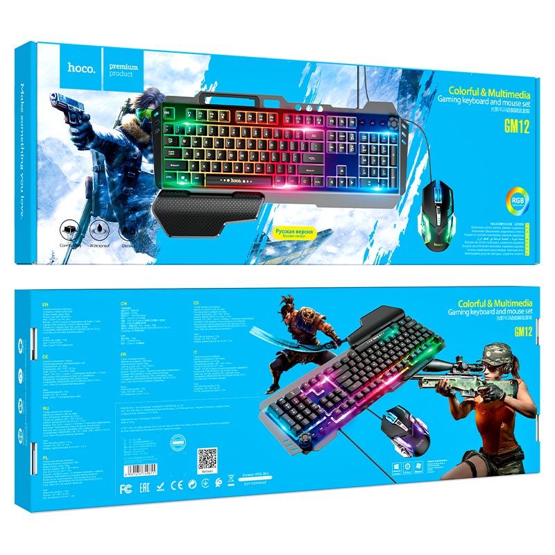Keyboard + mouse set “GM12 Light and shadow” RGB EN / RU