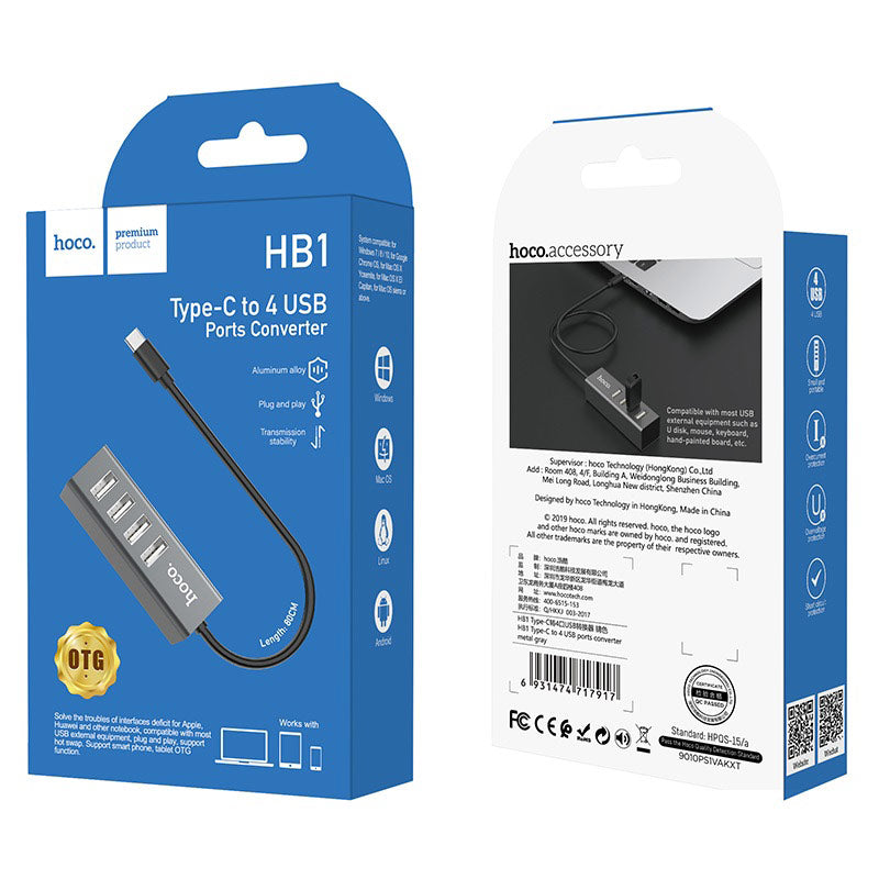 Type-C hub “HB1” Type-C to 4 USB 2.0 ports converter