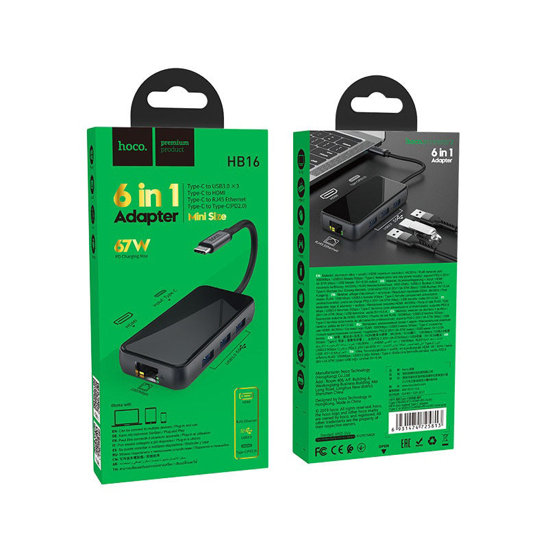 Type-C hub “HB16 Easy expand” USB3.0*3 + HDTV + PD + RJ45