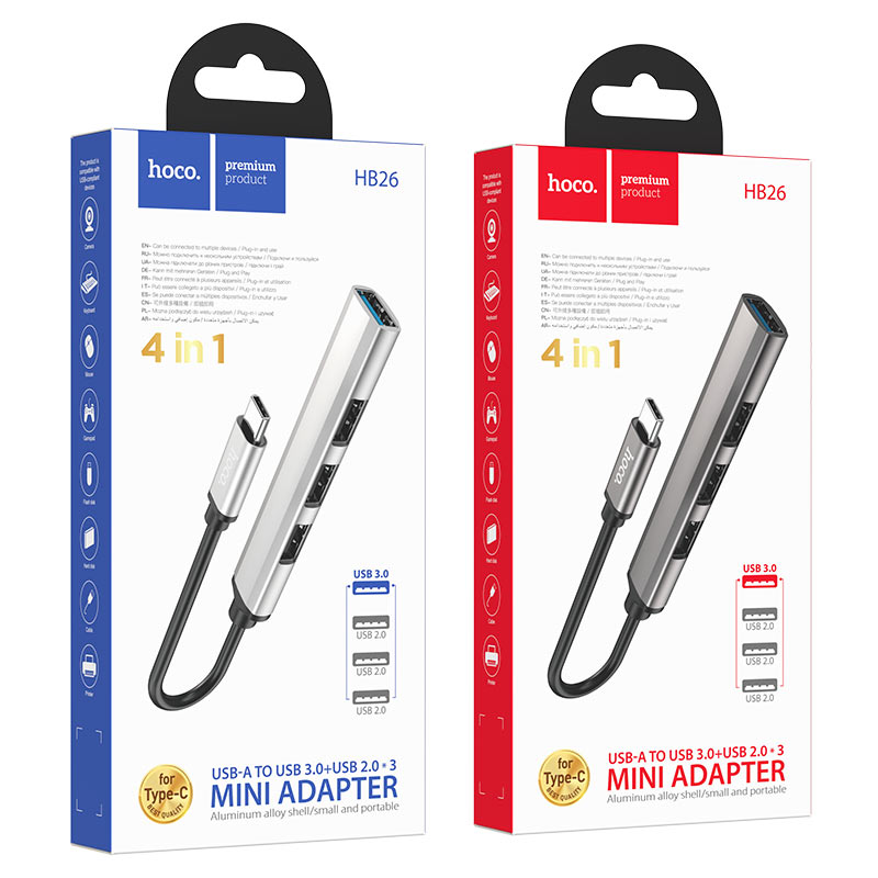 Type-C hub 4-in-1 “HB26” USB3.0+USB2.0*3