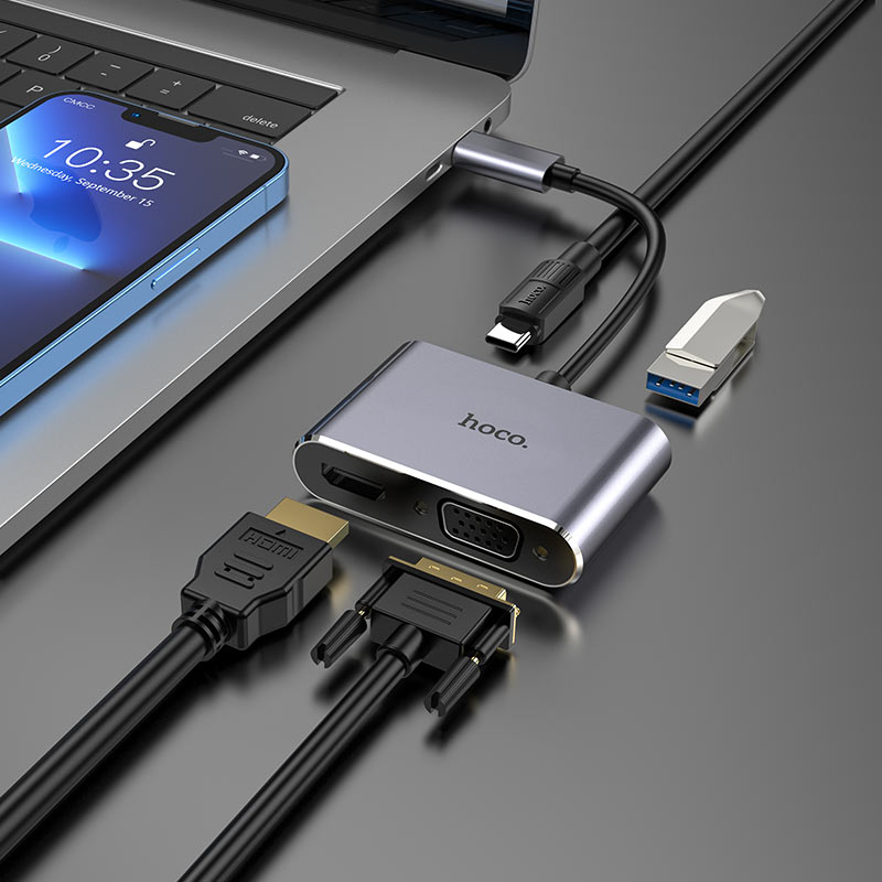 Converter “HB30 Eco” Type-C to HDTV + VGA + USB3.0 + PD