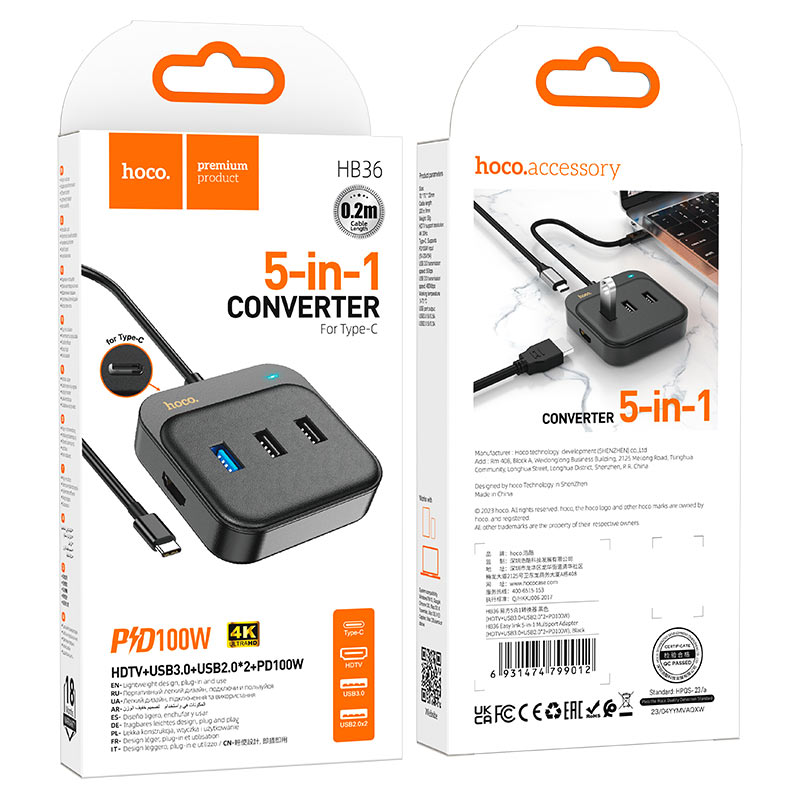 Type-C hub “HB36 Easy link” HDTV + USB-A3.0 + 2 × USB-A2.0  + Type-C