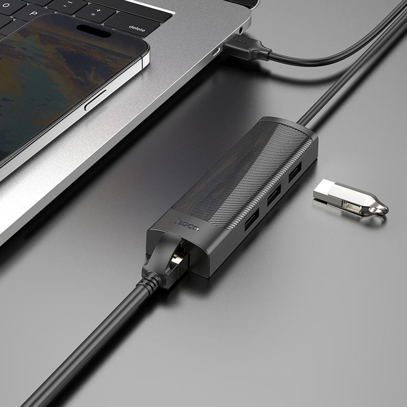 USB-A hub “HB42 Easy safety” 3 × USB-A2.0 + RJ45