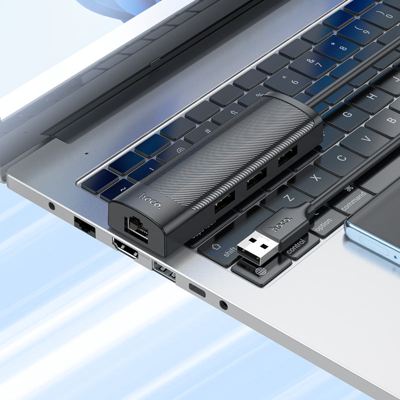USB-A hub “HB42 Easy safety” 3 × USB-A2.0 + RJ45