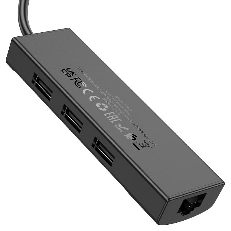 USB-A hub “HB42 Easy safety” 3 × USB-A2.0 + RJ45