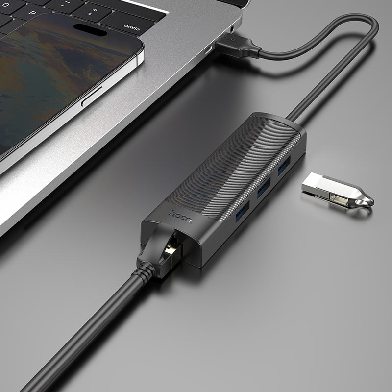 USB-A hub “HB42 Easy safety” 3 × USB-A3.0 + RJ45