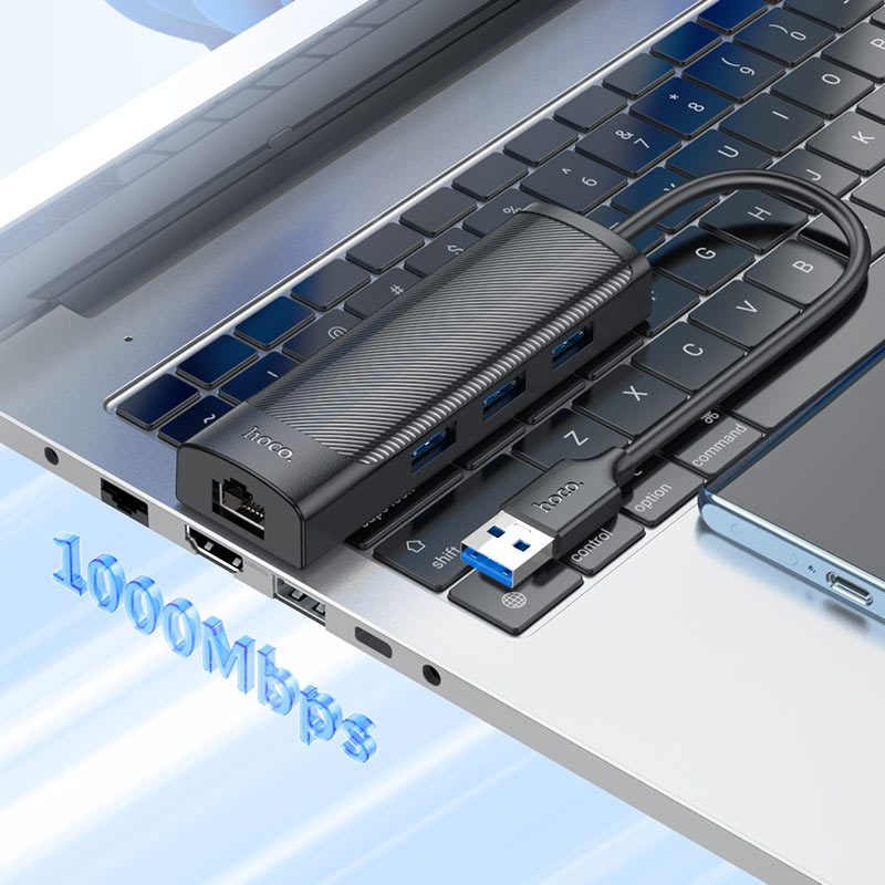 USB-A hub “HB42 Easy safety” 3 × USB-A3.0 + RJ45