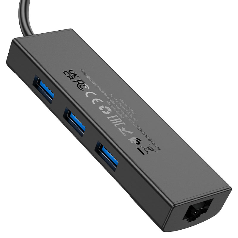 USB-A hub “HB42 Easy safety” 3 × USB-A3.0 + RJ45