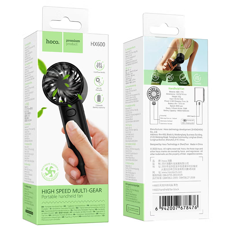 Portable fan “HX600” handheld and desktop