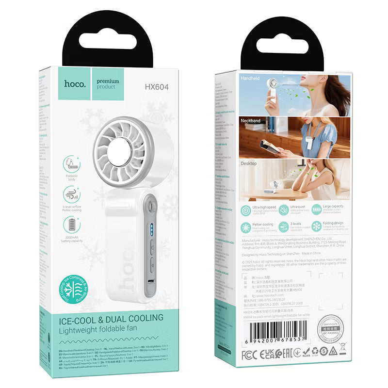 Portable fan “HX604 Ice pack” handheld and desktop