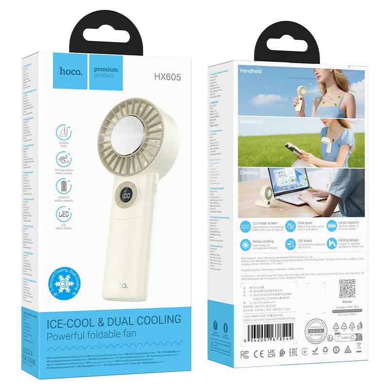 Portable fan “HX605 Ice pack” handheld and desktop
